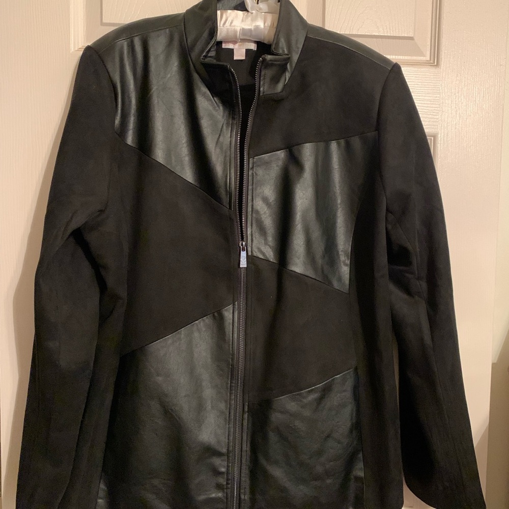 Belle by Kim Gravel EUC ladies black Jacket Sz XL Faux Leather & Suede